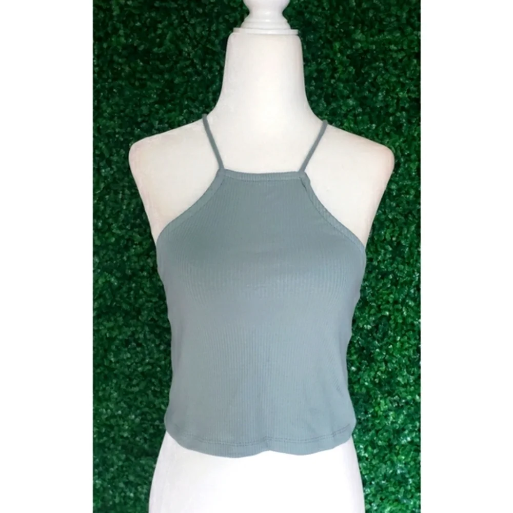 41. J.Crew Vintage rib cropped halter tank